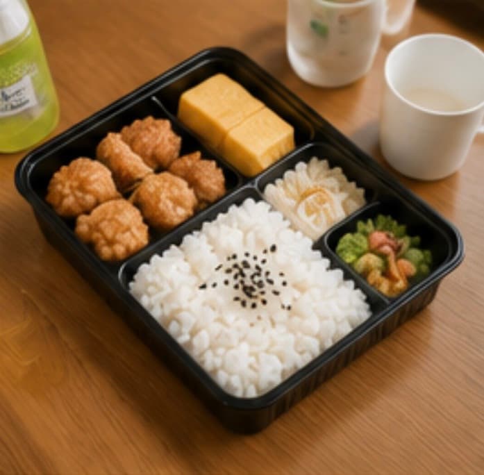 設備工事スタッフの昼食(昼食補助制度あり)